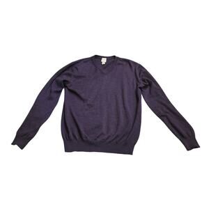 Giasone Sweater Mens M 100% Extra Fine Merino Wool Blue V-Neck Pullover Italy